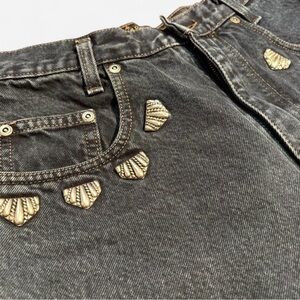 Vintage Ikeda Shell Studded Black High Rise Jeans Size 24”
